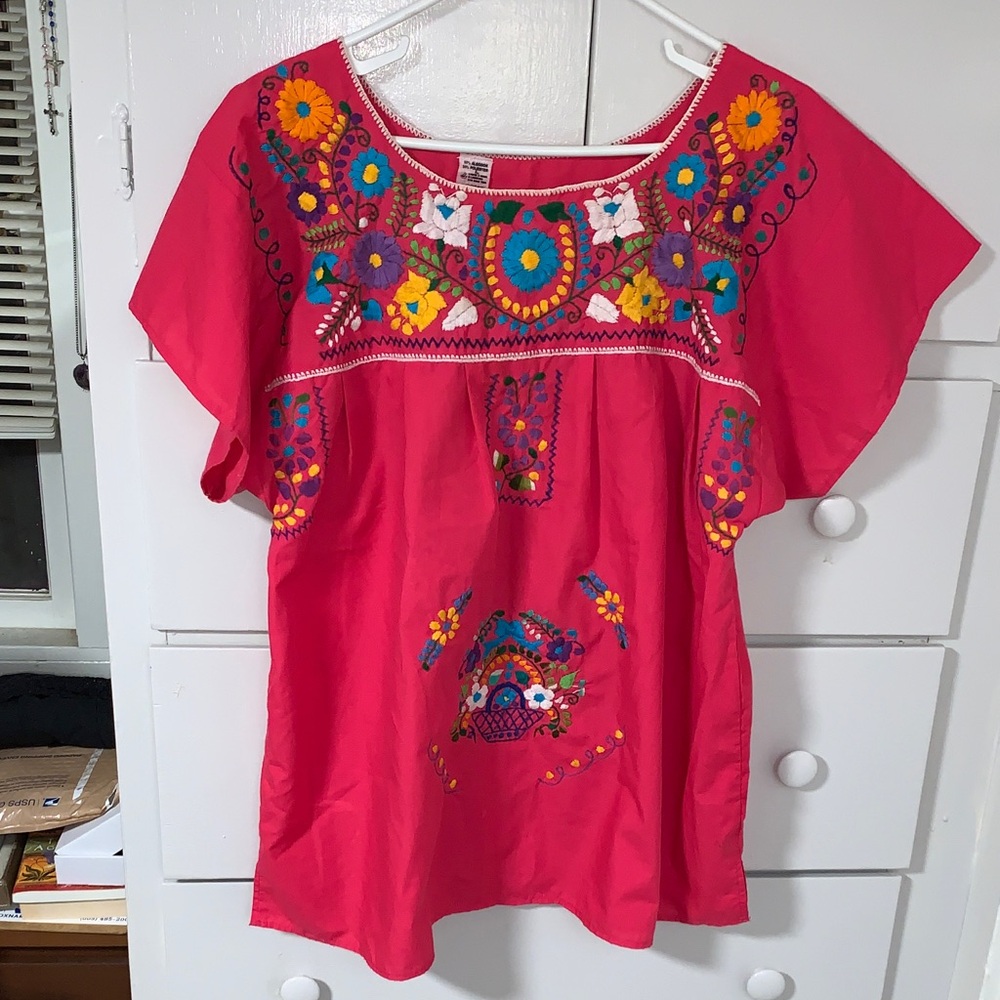 Vibrant Fuchsia Embroidered Blouse